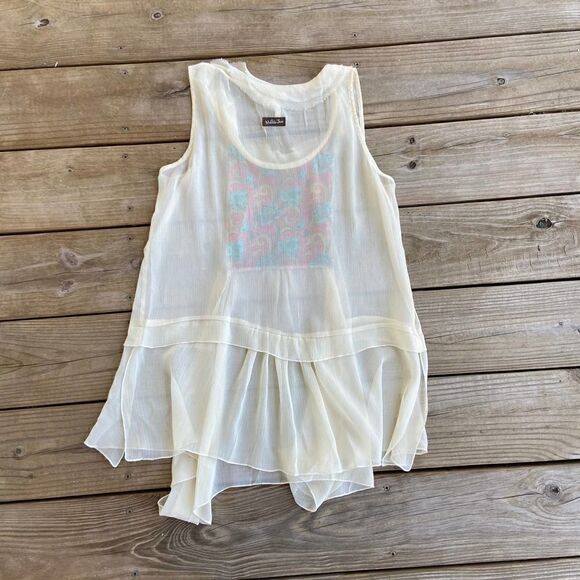 Matilda Jane Palisades Sheer Tunic Top Ivory Small - Picture 2 of 4